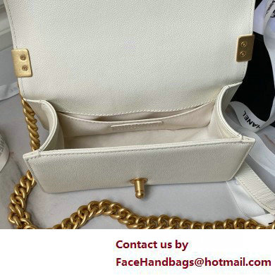 CHANEL Grained Shiny Calfskin  &  Gold-Tone Metal White Small BOY Handbag A67085 2025